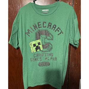 Minecraft Short Sleeve T-Shirt Green Men Size L